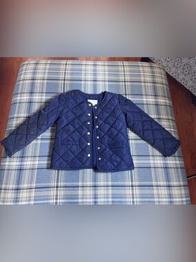 Janie and Jack girl quilted navy jacket